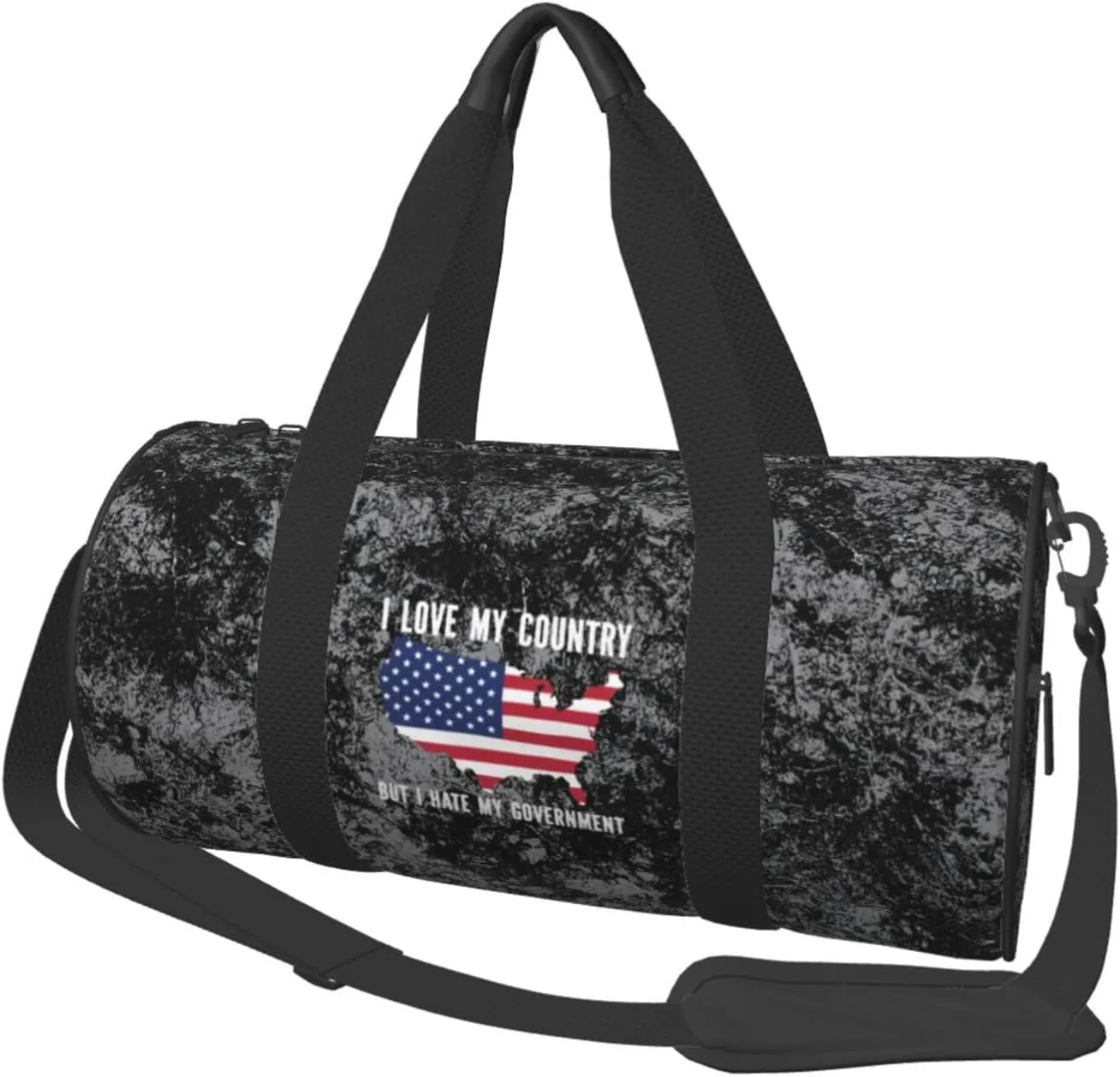 I Love My Country But I Hate My Government Convertible Garment Bag with Shoulder Strap, Carry on Garment Duffel Bag for Men Women - Rolling Foldable for Travel Luggage Bags (Black)