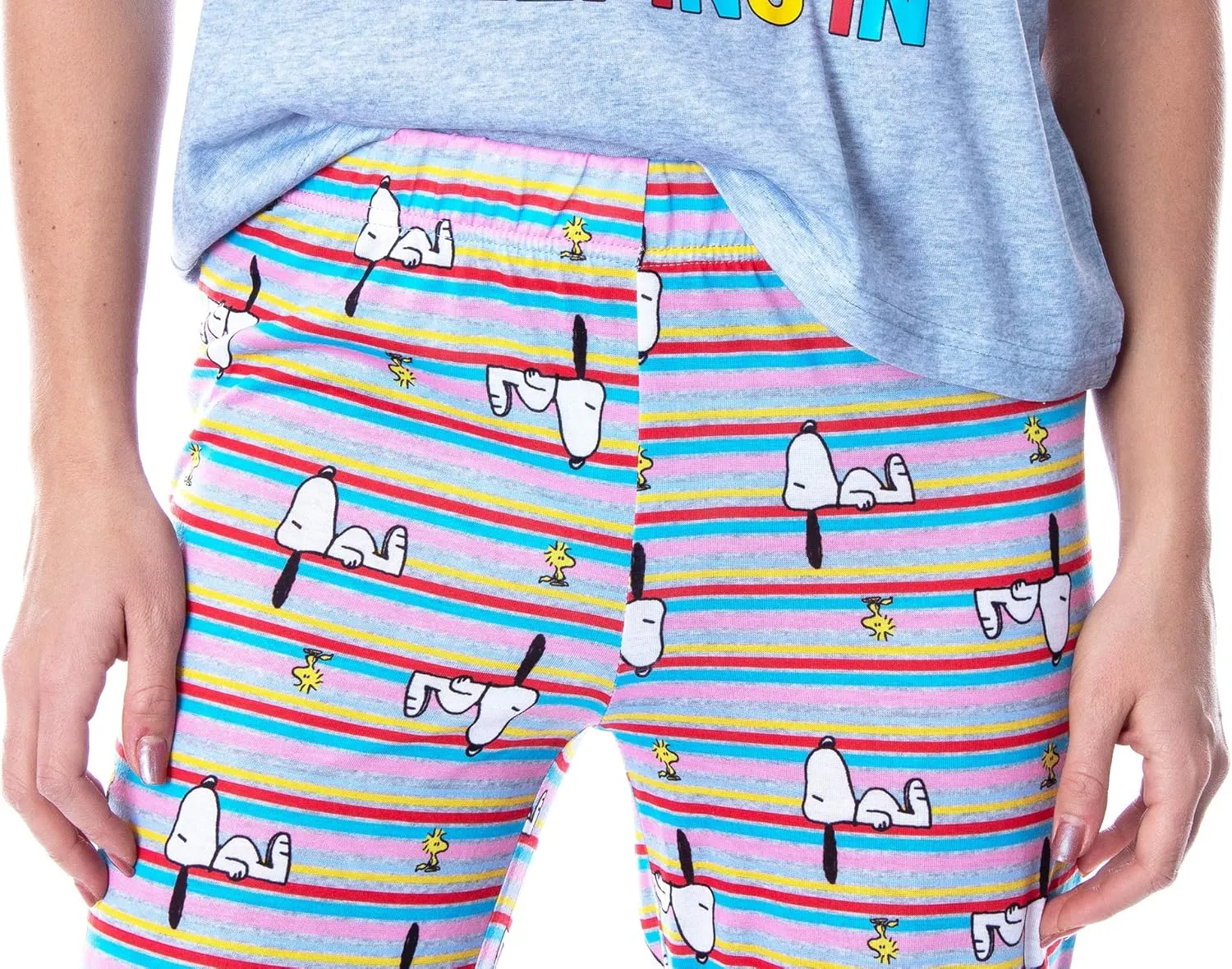 INTIMO Peanuts Women's Snoopy Happiness is Sleeping In Shirt And Pants Sleepwear Pajama Set
