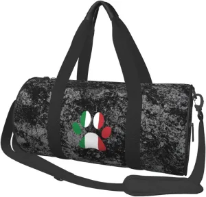 Italian Flag Dog Paw Convertible Garment Bag with Shoulder Strap, Carry on Garment Duffel Bag for Men Women - Rolling Foldable for Travel Luggage Bags (Black)