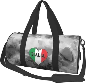 Italian Flag Italy Love Italia Convertible Garment Bag with Shoulder Strap, Carry on Garment Duffel Bag for Men Women - Rolling Foldable for Travel Luggage Bags (Black)