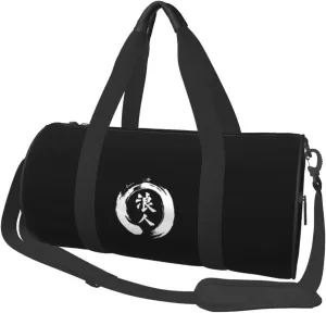 Japanese Kanji Character Ronin Convertible Garment Bag with Shoulder Strap, Carry on Garment Duffel Bag for Men Women - Rolling Foldable for Travel Luggage Bags (Black)
