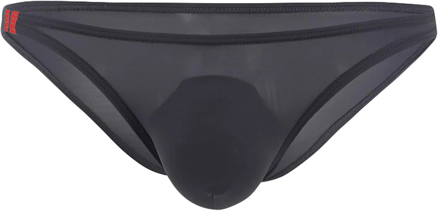 JEsilunmaMY Ice Silk Underwear for Men Low Rise Breathable Bulge Pouch Bikini Briefs See Through G-String Panties Swimwear