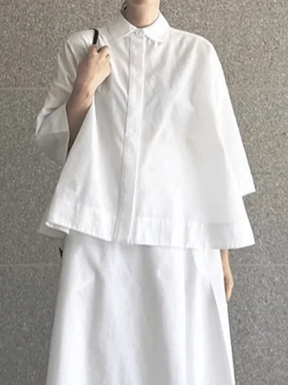 JOSKAA 2024 New Skirt Fashion Simple Lapel Loose Short-sleeved Shirt&high Waist Skirt Suit