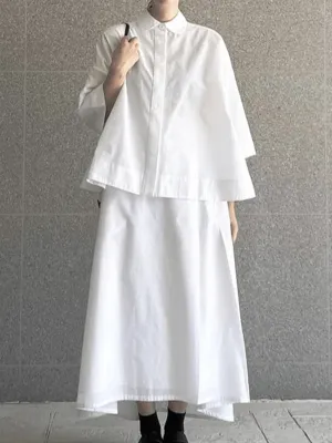JOSKAA 2024 New Skirt Fashion Simple Lapel Loose Short-sleeved Shirt&high Waist Skirt Suit