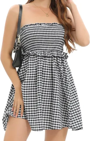Just Quella Women's Strapless Tube Top Beach Mini Dress