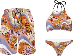 KEIAHUAN Couples Matching Swimsuit Summer Swimwear Women 2 Piece Bikini Set Men Trunk