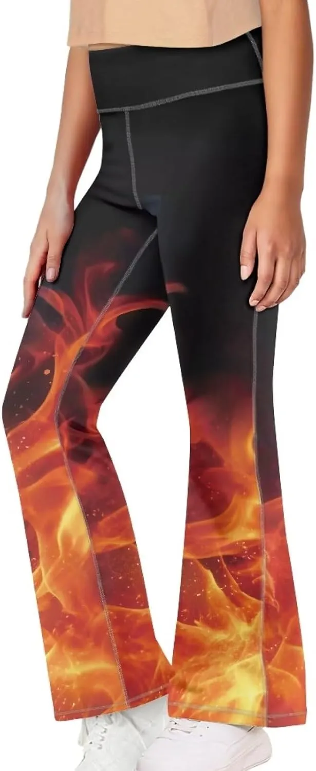 Kids Flare Pants Youth Yoga Dance High Waist Girls Bootcut Sweatpants