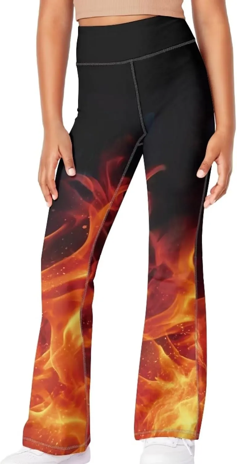 Kids Flare Pants Youth Yoga Dance High Waist Girls Bootcut Sweatpants