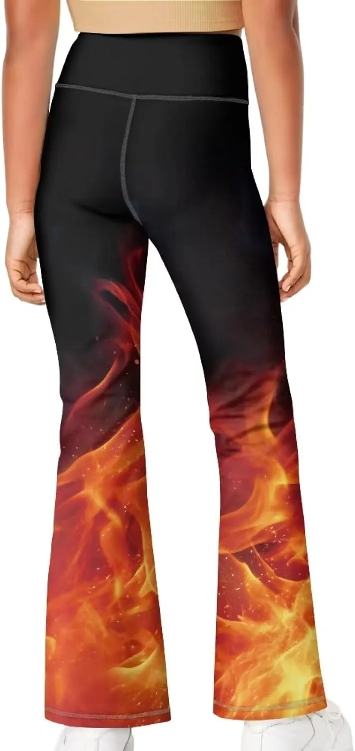Kids Flare Pants Youth Yoga Dance High Waist Girls Bootcut Sweatpants