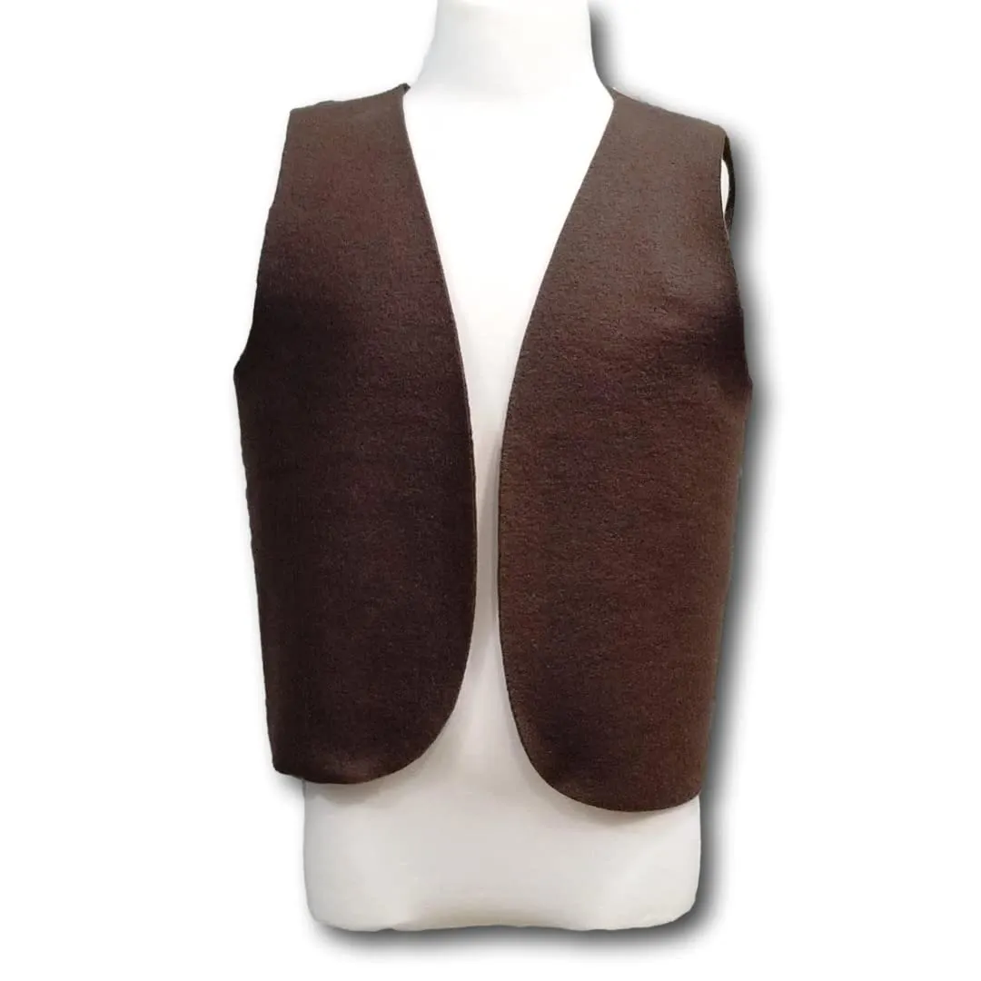 Kids Peasant Costume Vest (Medieval, Colonial, Pirate) Fits Kids 4-16 (Big Kids 10-16y, Brown)