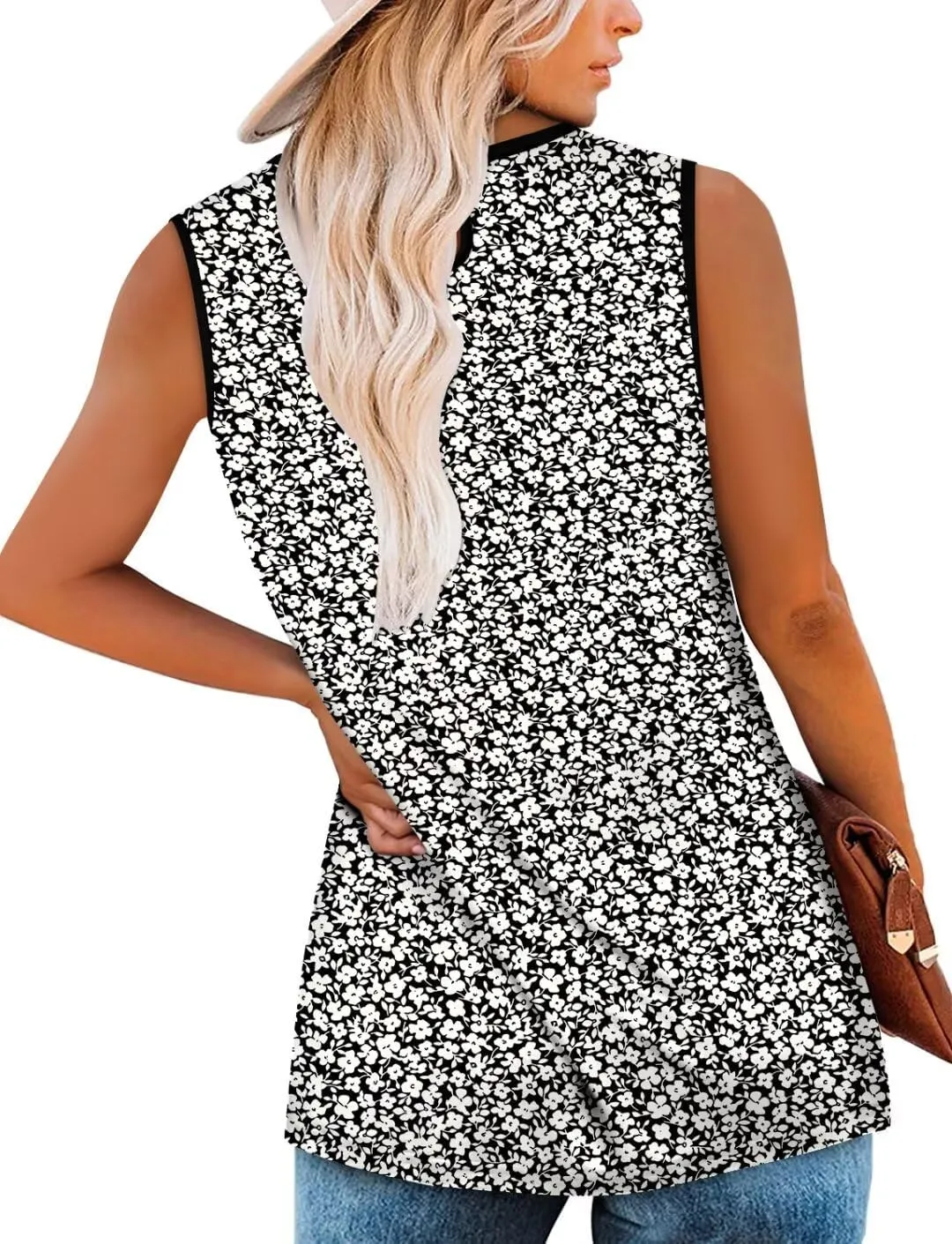 KISSMODA Womens Flora Print Tank Tops Ribbed Summer Shirt Sleeveless Summer Casual Women BlousesS-3XL
