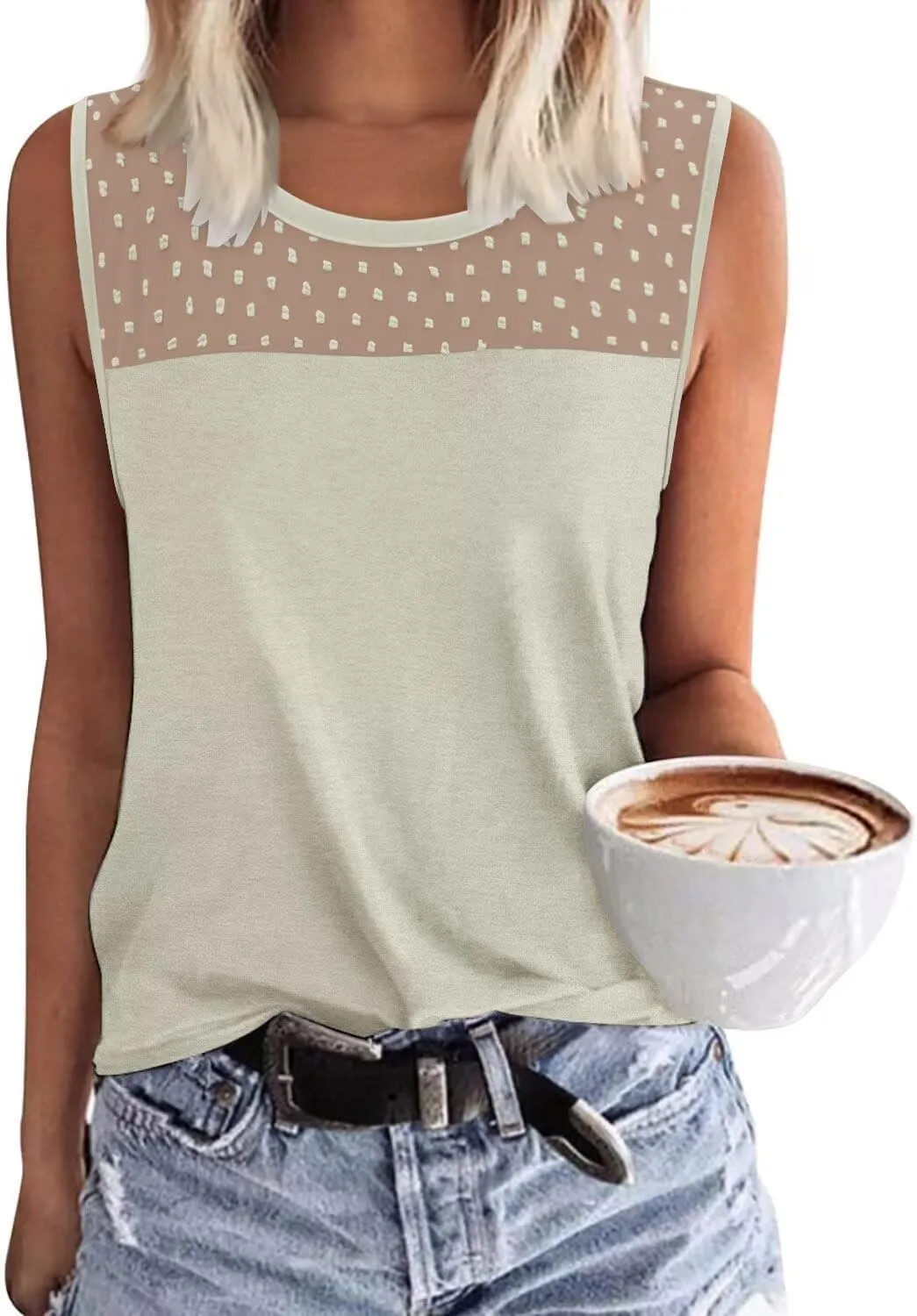 KISSMODA Womens Flora Print Tank Tops Ribbed Summer Shirt Sleeveless Summer Casual Women BlousesS-3XL