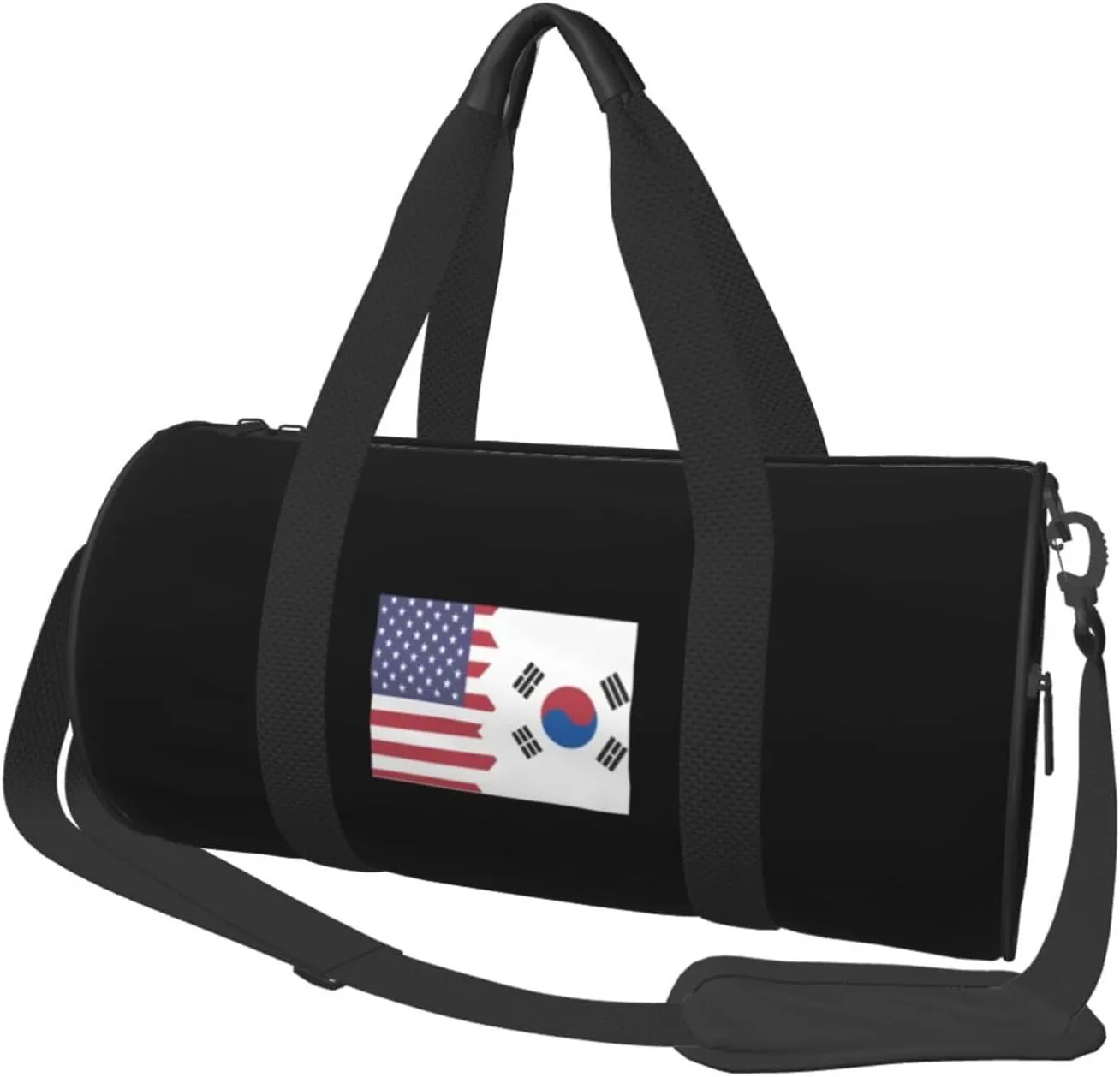 Korean American Half Flag Convertible Garment Bag with Shoulder Strap, Carry on Garment Duffel Bag for Men Women - Rolling Foldable for Travel Luggage Bags (Black)