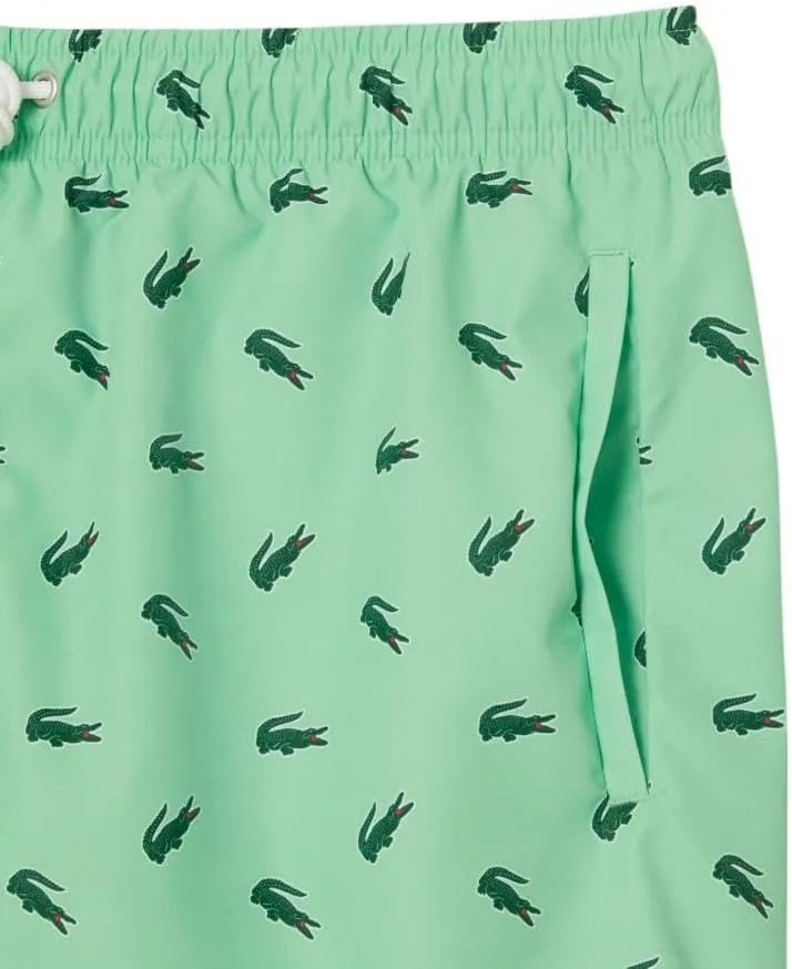 Lacoste Men's Crocodile Print Swim Trunks