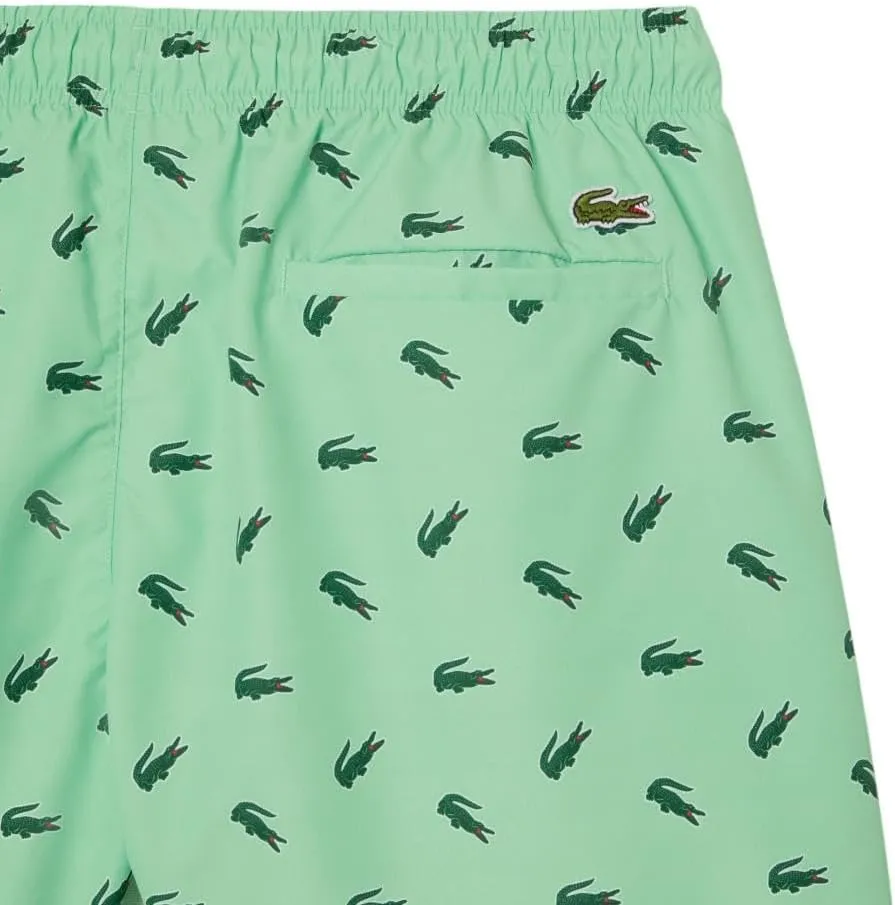 Lacoste Men's Crocodile Print Swim Trunks