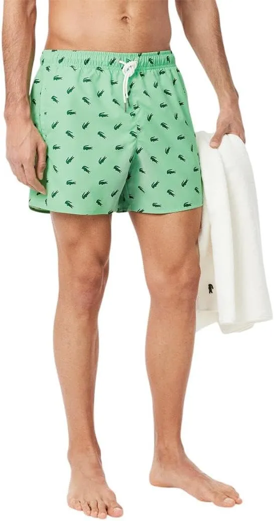 Lacoste Men's Crocodile Print Swim Trunks