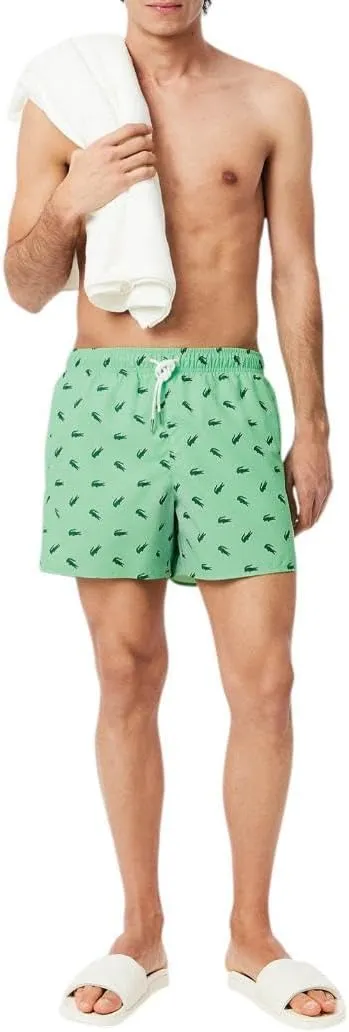 Lacoste Men's Crocodile Print Swim Trunks