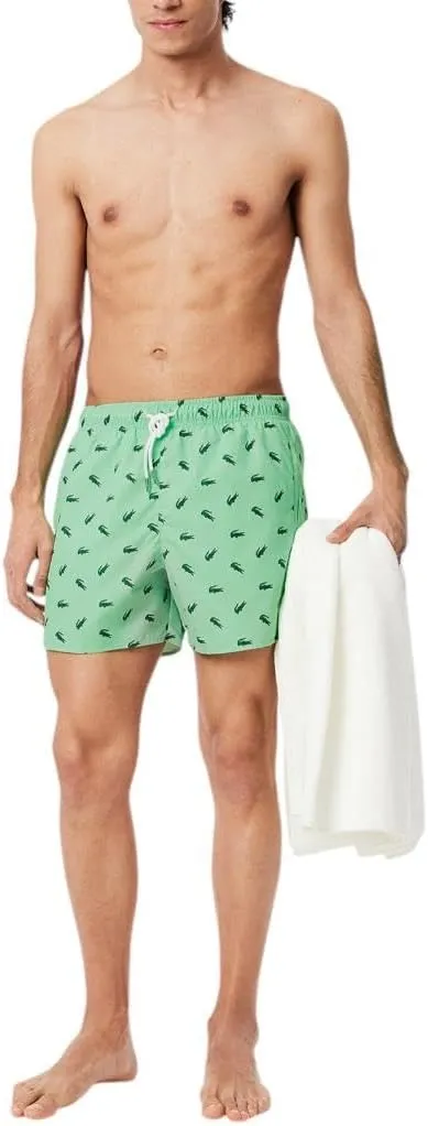Lacoste Men's Crocodile Print Swim Trunks