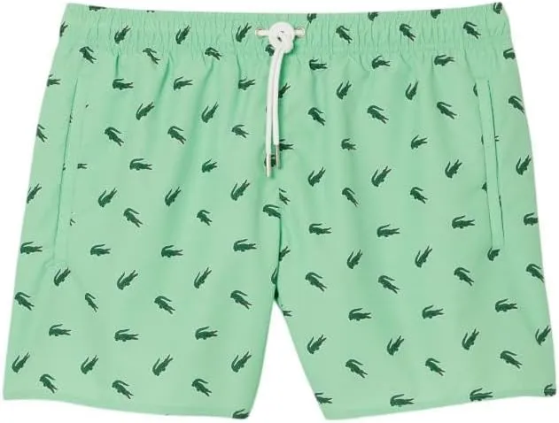 Lacoste Men's Crocodile Print Swim Trunks