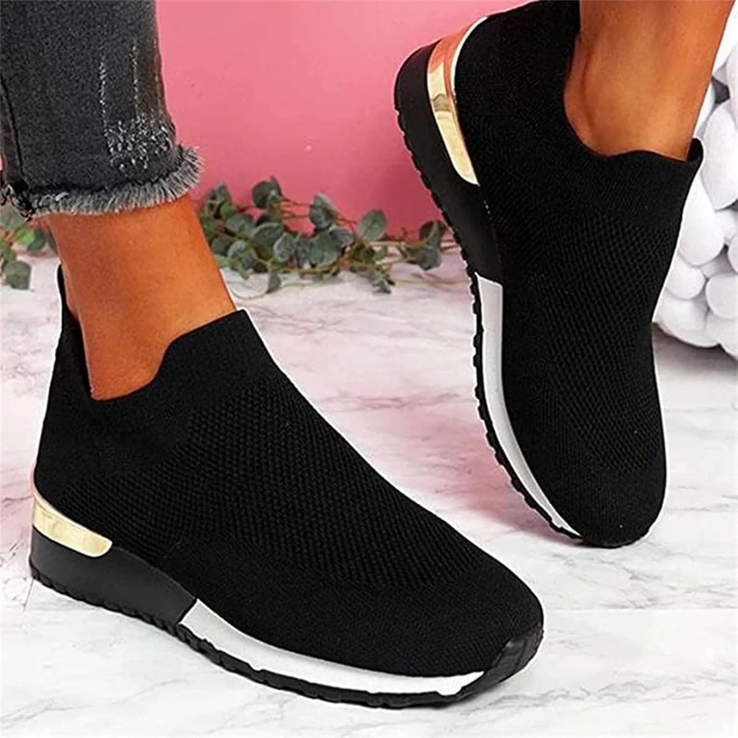 Ladmiple Running Shoes Womens Slip On Walking Shoes Lightweight Sock Sneakers Comfort Fashion Tennis Athletic Gym Shoes