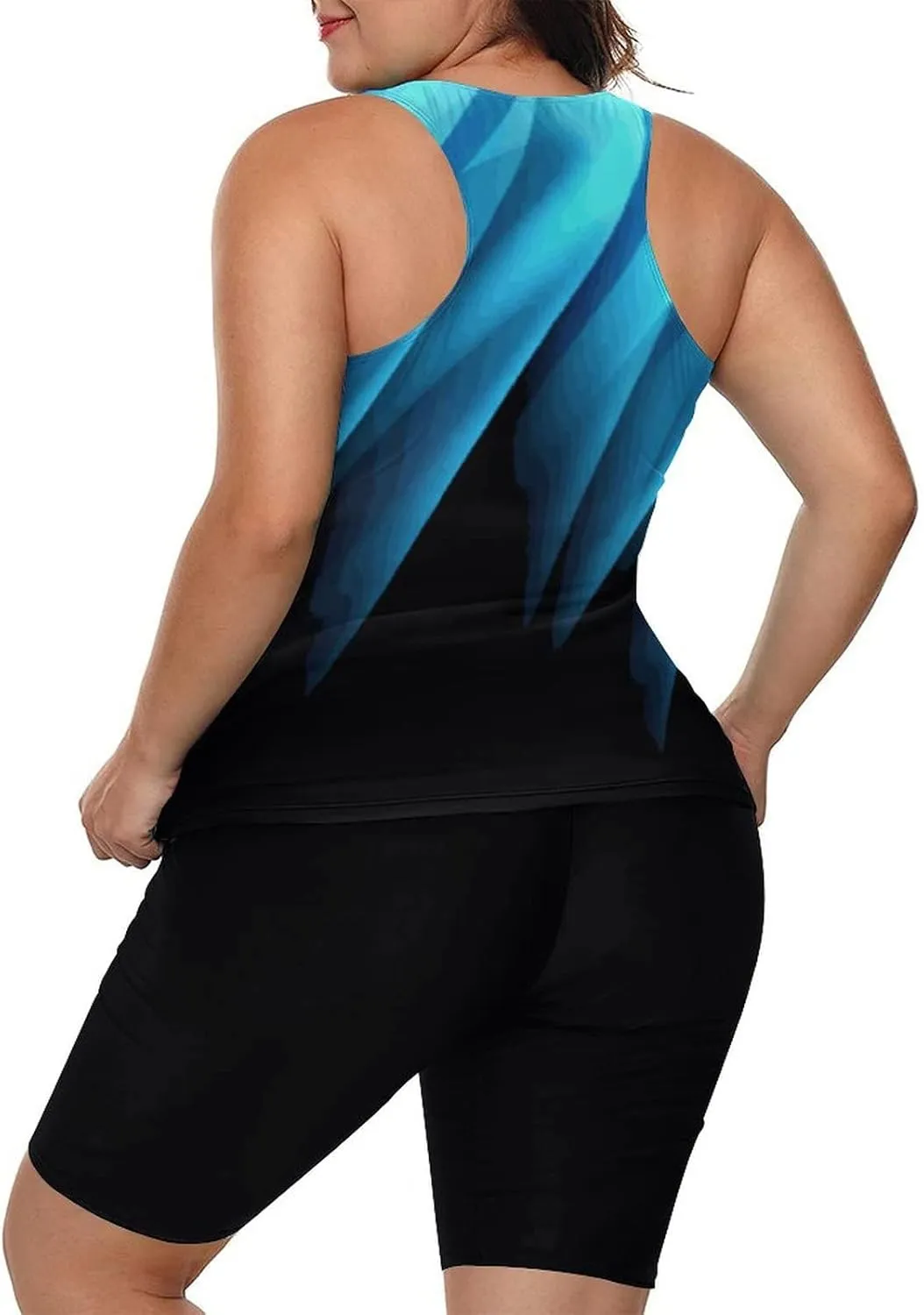 LALAGEN Womens 2025 Plus Size Tankini Swimsuits Rash Guard Capris Athletic Two Piece Swimwear Bathing Suits for Women S-5X