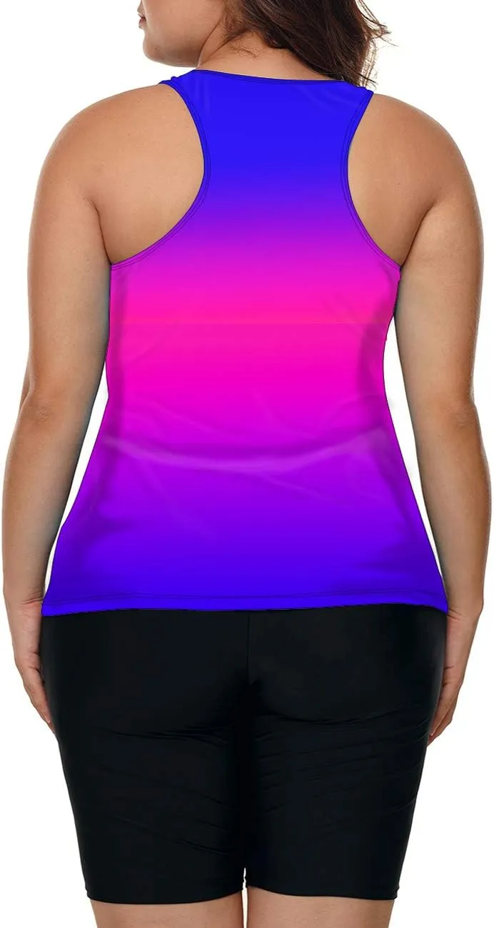 LALAGEN Womens 2025 Plus Size Tankini Swimsuits Rash Guard Capris Athletic Two Piece Swimwear Bathing Suits for Women S-5X