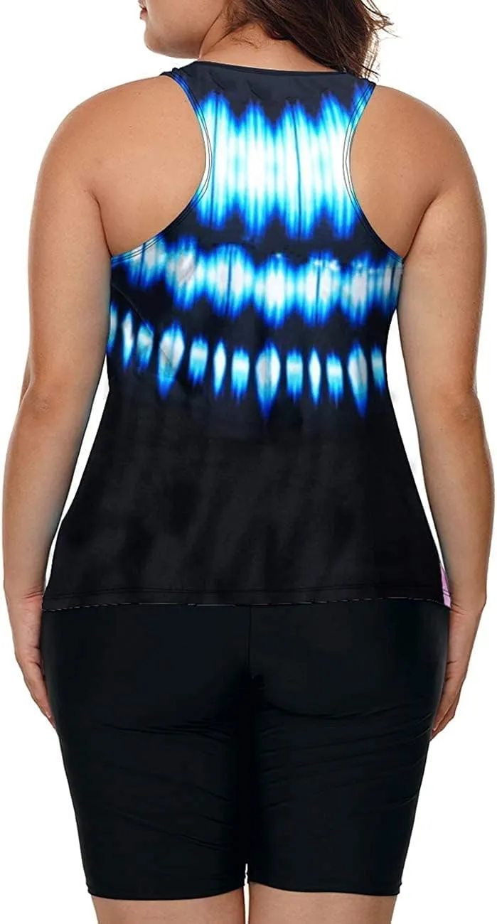 LALAGEN Womens 2025 Plus Size Tankini Swimsuits Rash Guard Capris Athletic Two Piece Swimwear Bathing Suits for Women S-5X