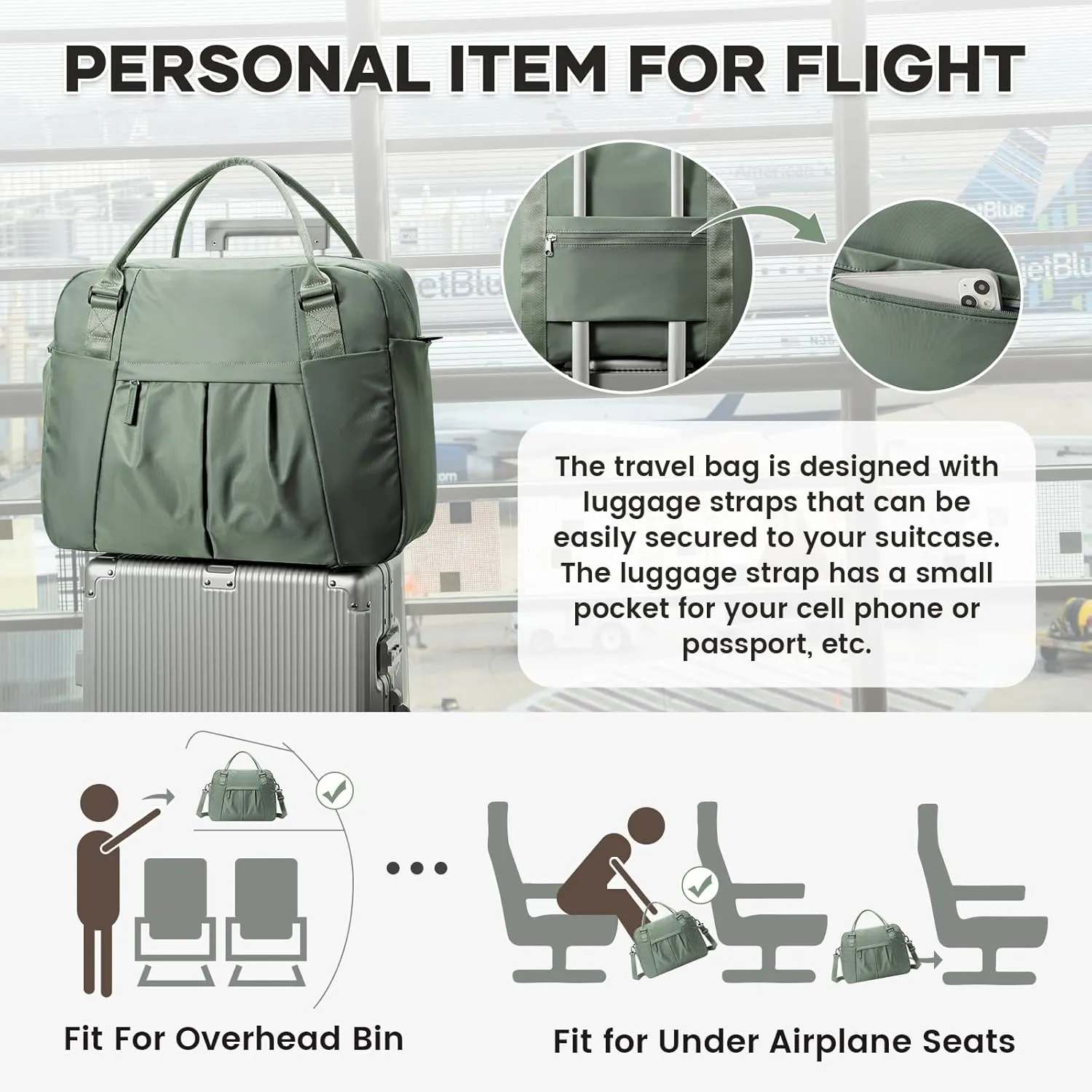 Large Weekender Bag for Women, Travel Duffle Bag with Shoe Compartment, Carry on Gym Bags Waterproof Overnight Bags Bolso de Viaje