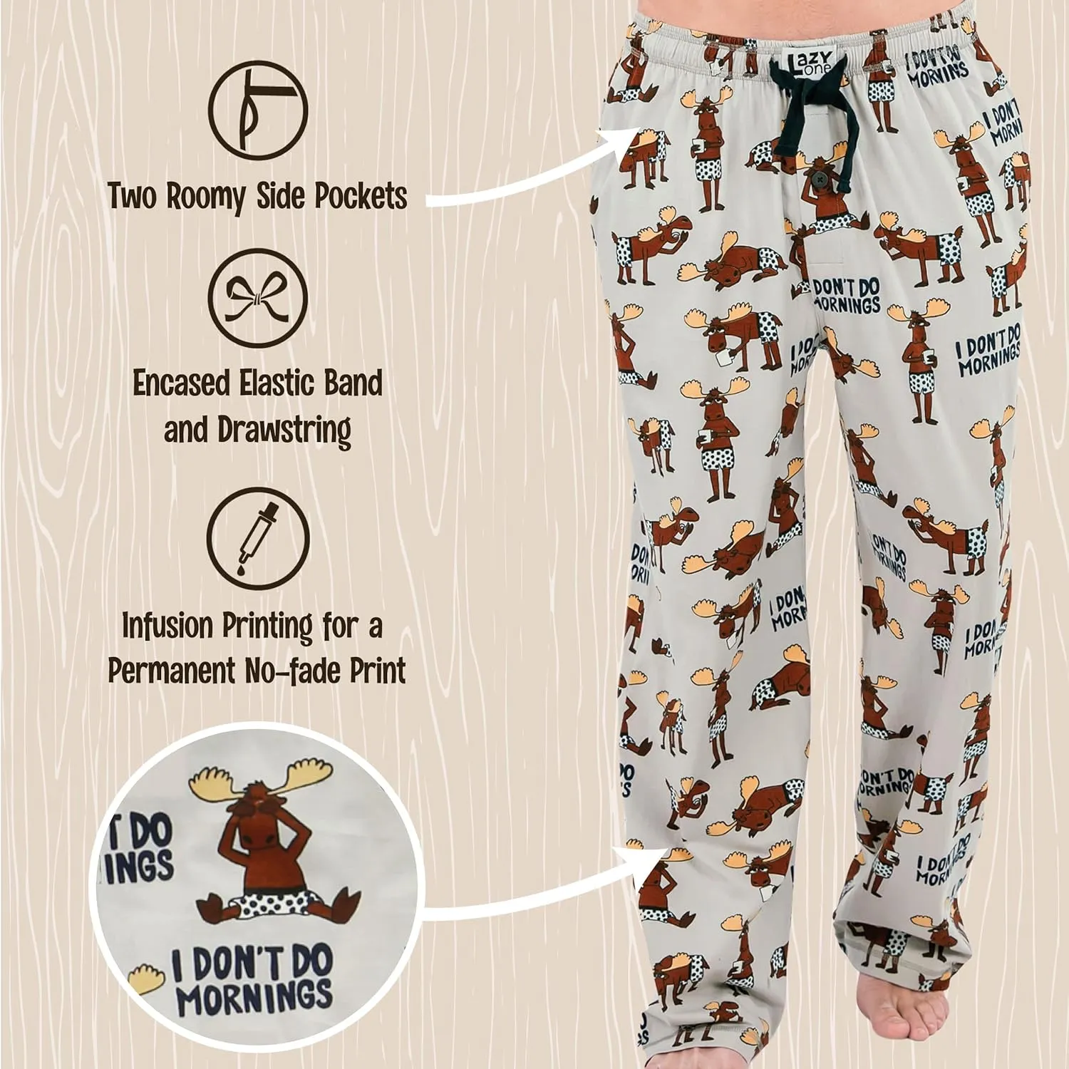 Lazy One Animal Pajama Pants for Men, Men's Separate Bottoms, Lounge Pants