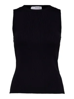 Lydia Sl O-Neck Knit Top - Black
