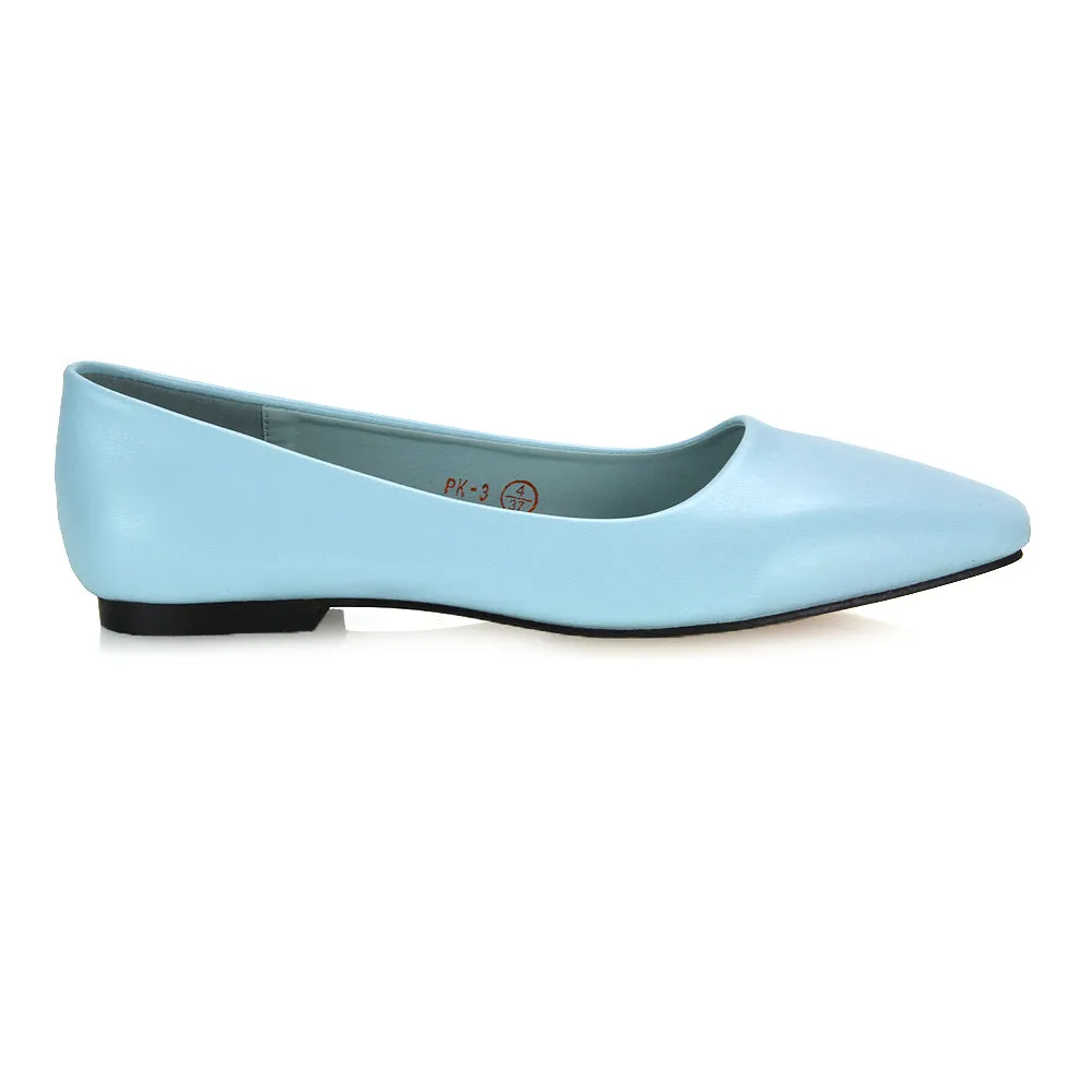 Maci Square Toe Slip on Flat Heel Ballerina Pumps in Black Patent