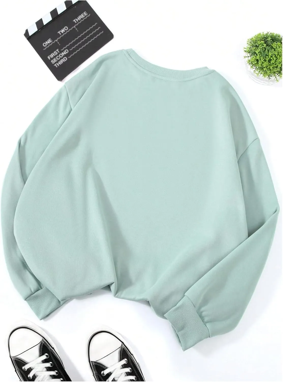 MakeMeChic Women's Long Sleeve Sweatshirts Graphic Print Round Neck Pullover Tops