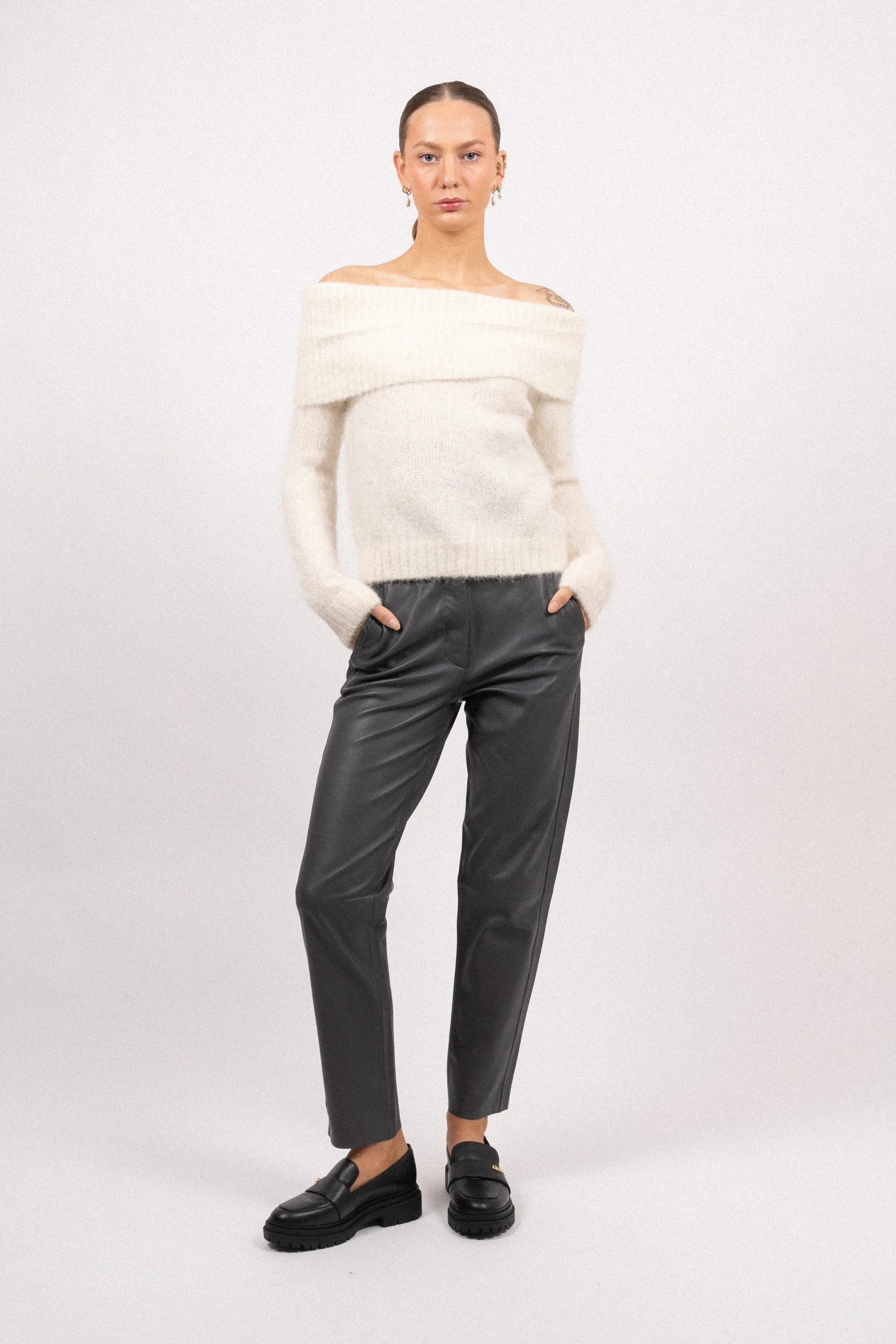Marie MW Leather Pants - Magnet