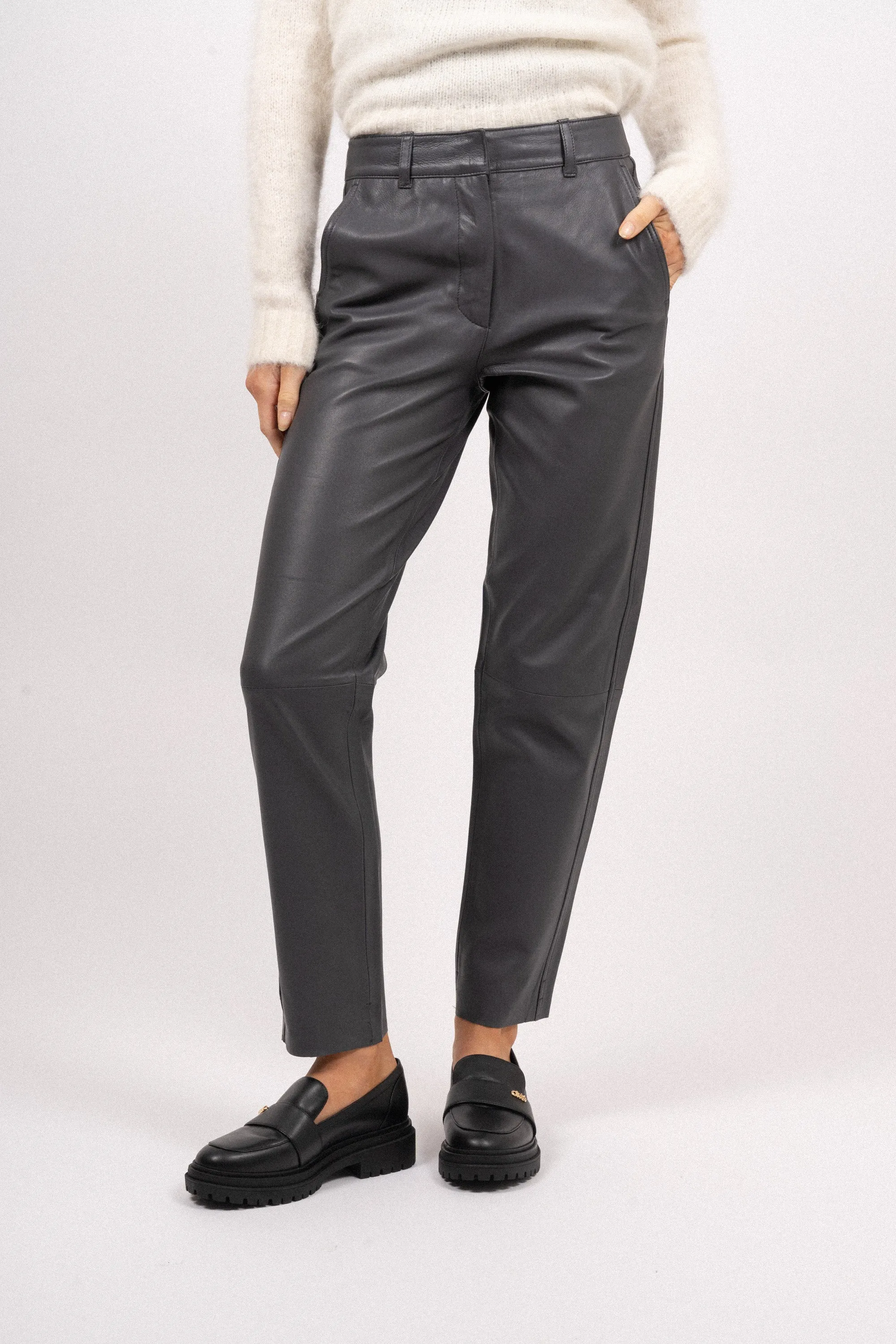 Marie MW Leather Pants - Magnet