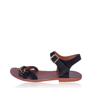 MARNI CRYSTAL FLAT LEATHER AND PONYHAIR SANDAL