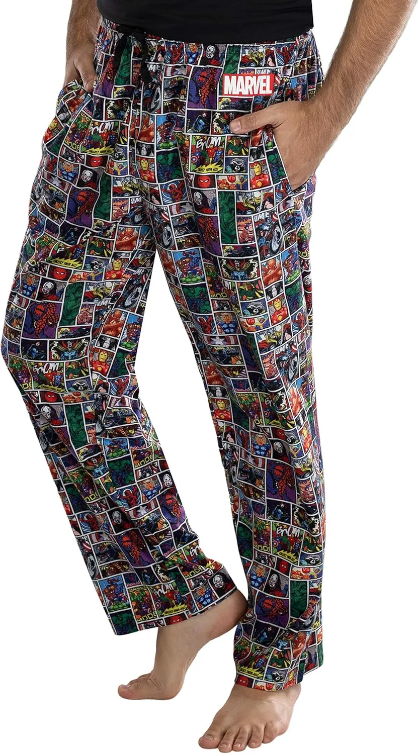 Marvel Comics Mens' Vintage Avengers Comic Book Page Pajama Pants