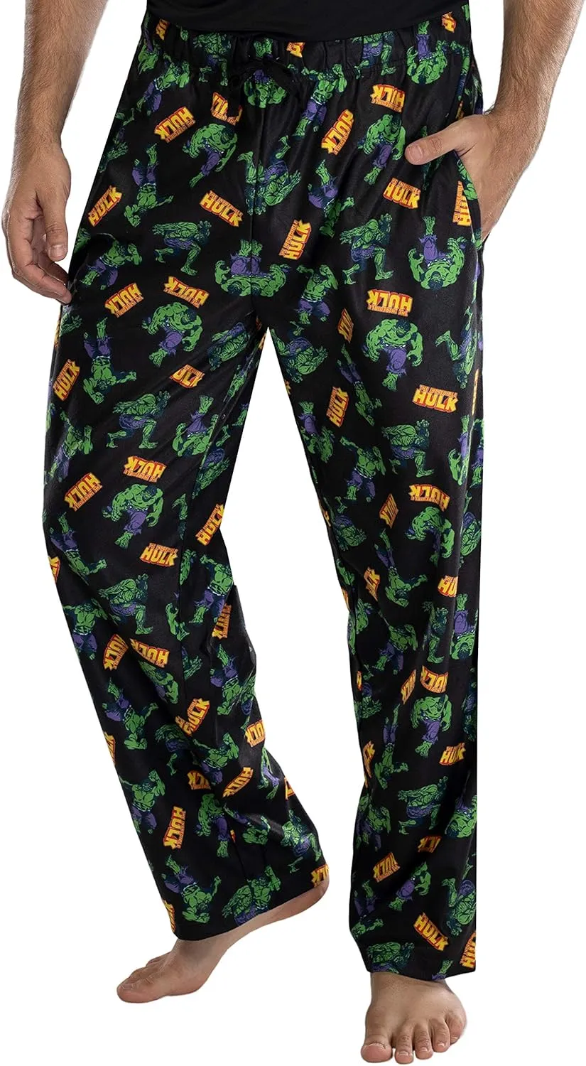 Marvel Mens' The Incredible Hulk All Over Print Lounge Pajama Pants Sleepwear