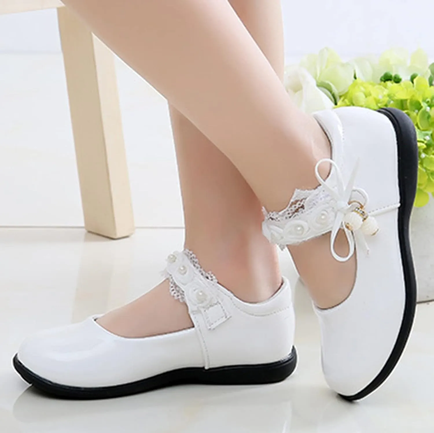 Mary Jane Shoes for Girls School Kids Uniform Flat Ballet Strap Dress Formal Slip-On Shoes Performance Shoes Youth