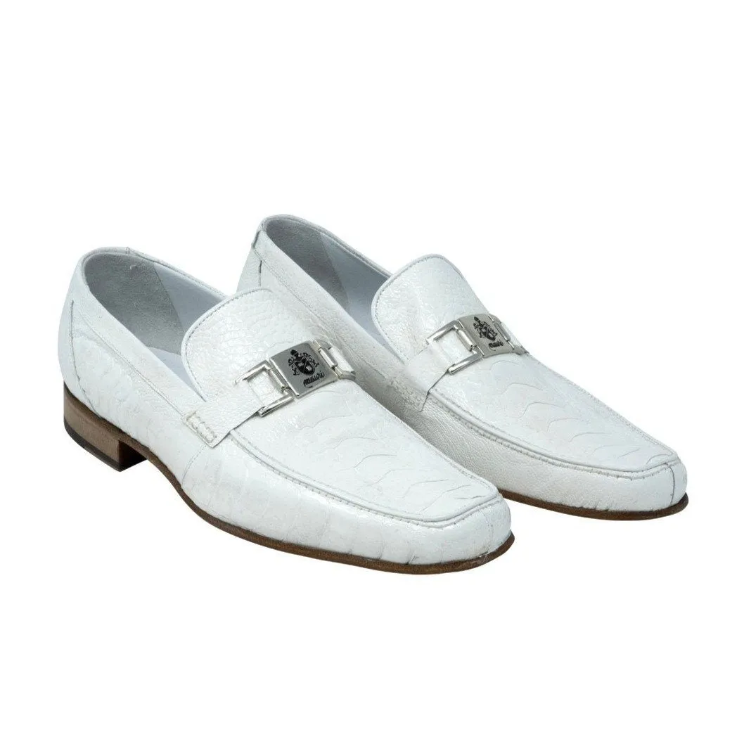 Mauri 3042 Royalty Men's Designer Shoes White Exotic Ostrich Dress Loafers (MAS5106)