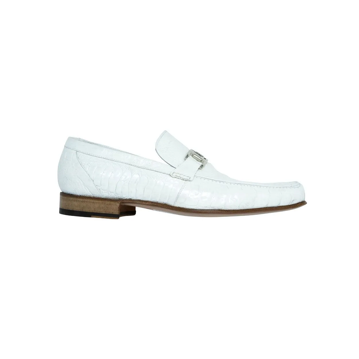 Mauri 3042 Royalty Men's Designer Shoes White Exotic Ostrich Dress Loafers (MAS5106)