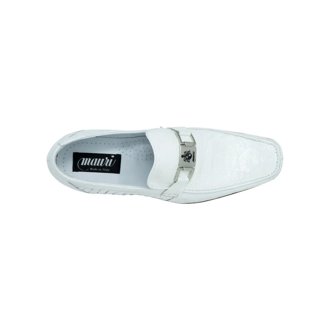 Mauri 3042 Royalty Men's Designer Shoes White Exotic Ostrich Dress Loafers (MAS5106)