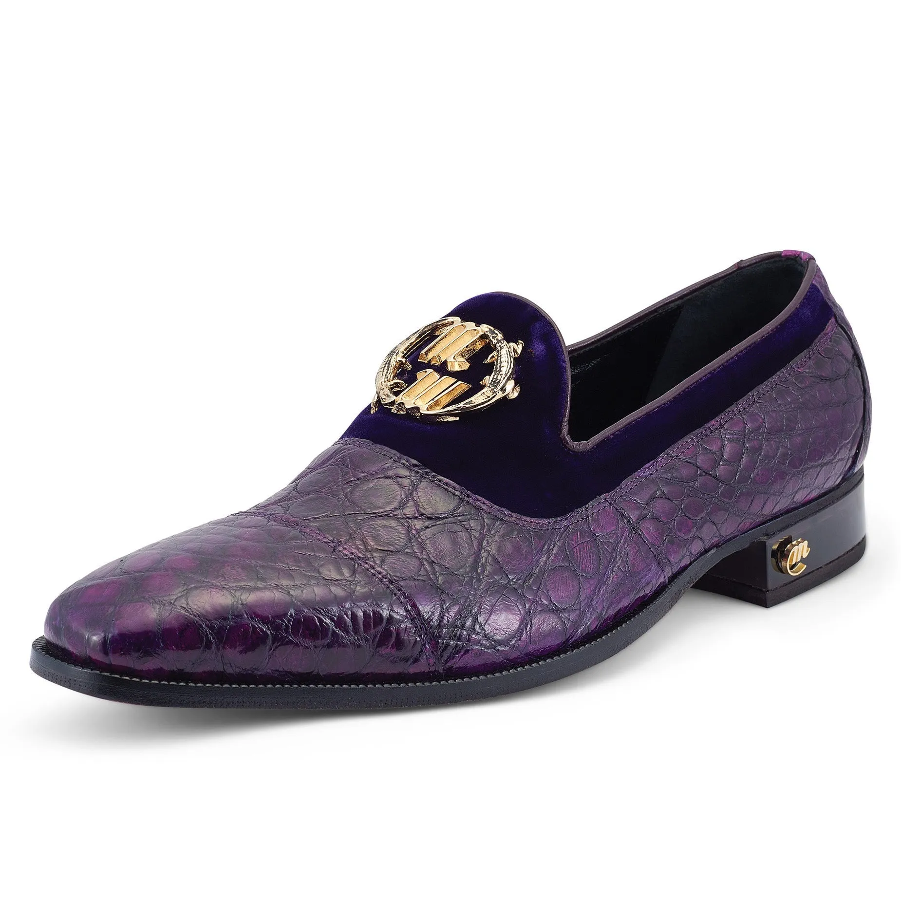 Mauri Count 3215 Men's Shoes Violet Exotic Alligator / Velvet Slip-On Loafers (MA5473)
