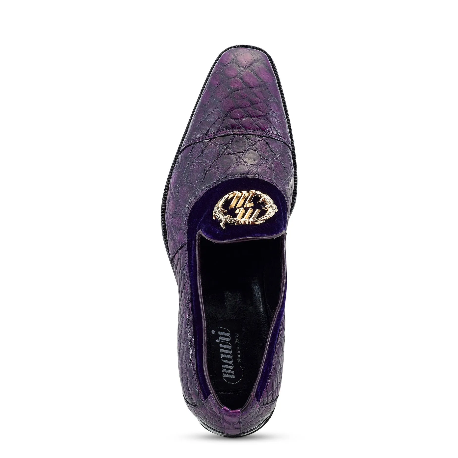 Mauri Count 3215 Men's Shoes Violet Exotic Alligator / Velvet Slip-On Loafers (MA5473)