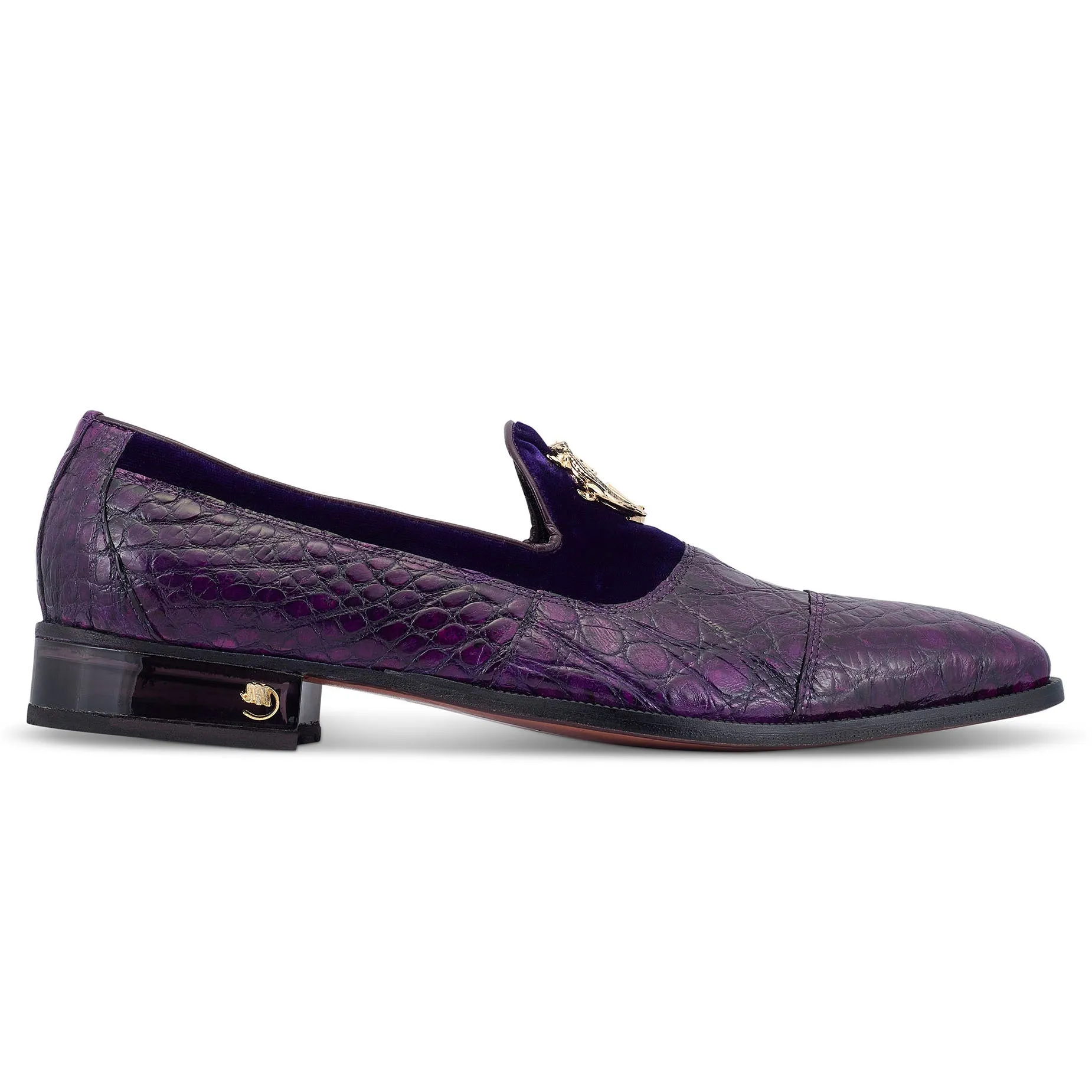 Mauri Count 3215 Men's Shoes Violet Exotic Alligator / Velvet Slip-On Loafers (MA5473)