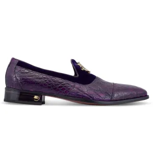 Mauri Count 3215 Men's Shoes Violet Exotic Alligator / Velvet Slip-On Loafers (MA5473)