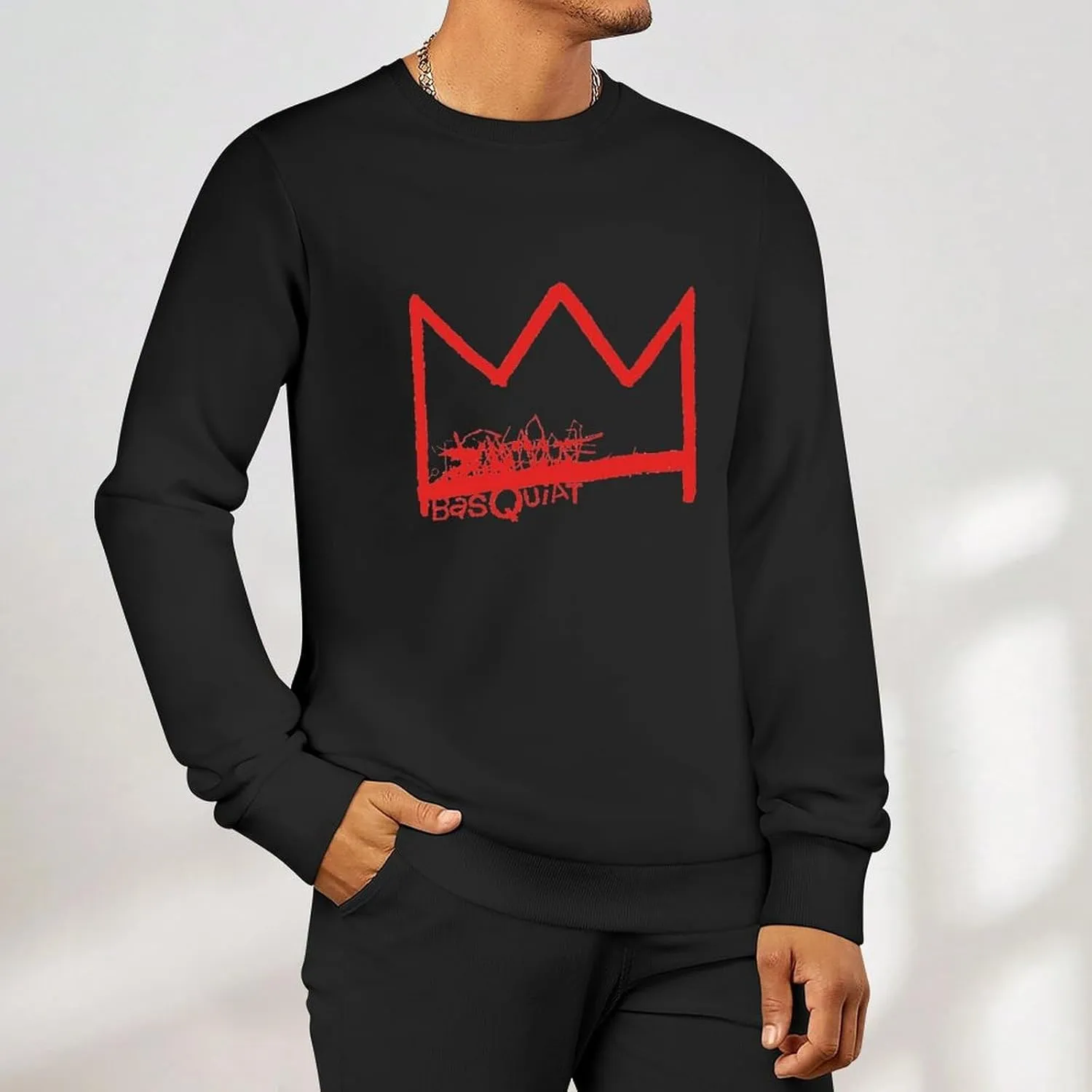 Mens Crewneck Long Sleeve Tops - Standard-Fit Jersey Shirt for Golf Sport