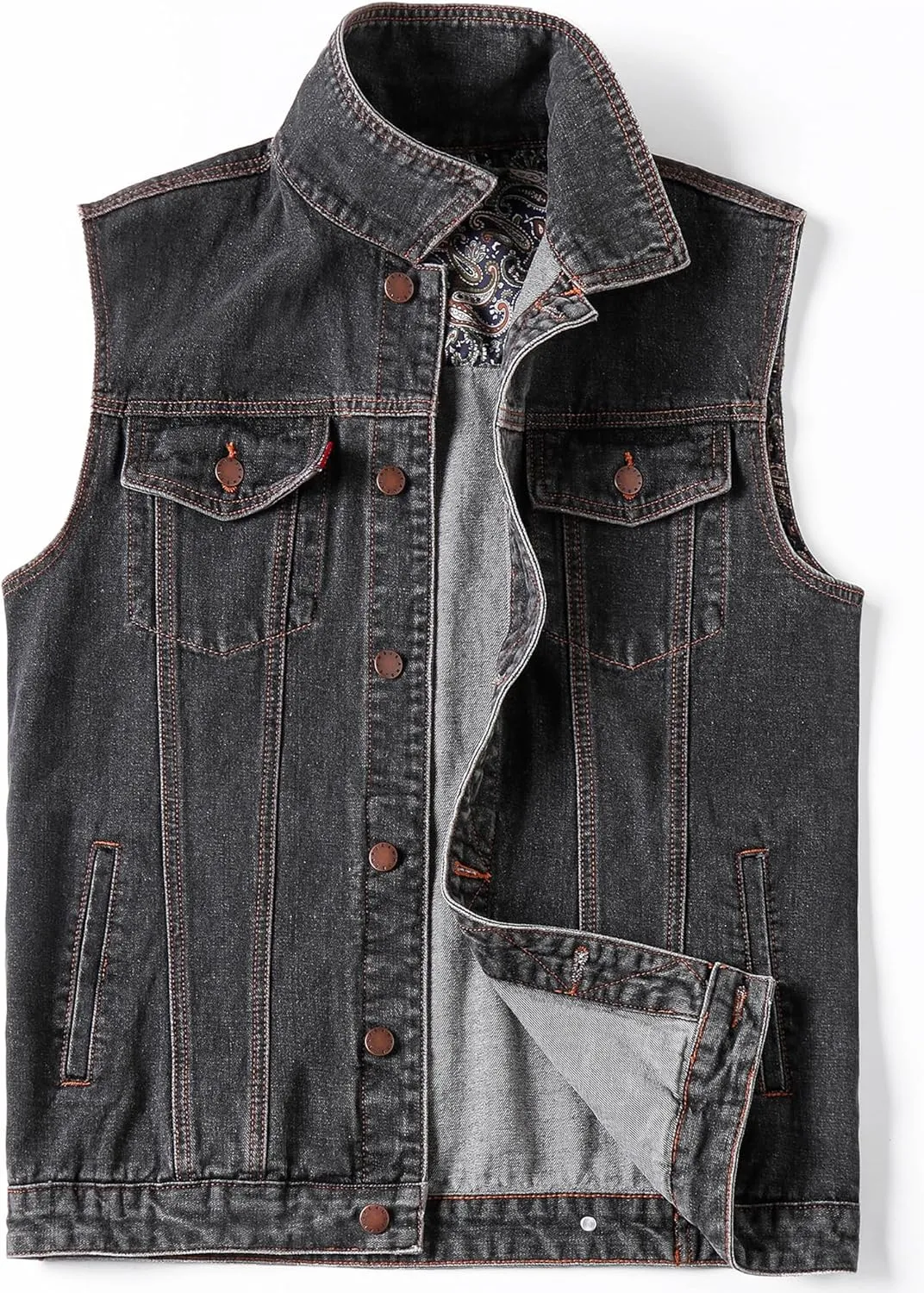 Men's Denim Vest Motorcycle Unlined Biker Plus Size Sleeveless Jean Vest Jacket