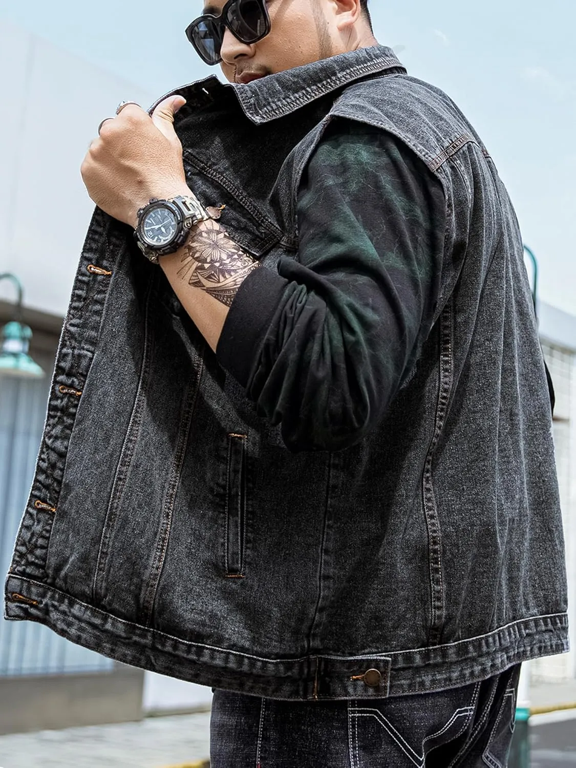 Men's Denim Vest Motorcycle Unlined Biker Plus Size Sleeveless Jean Vest Jacket