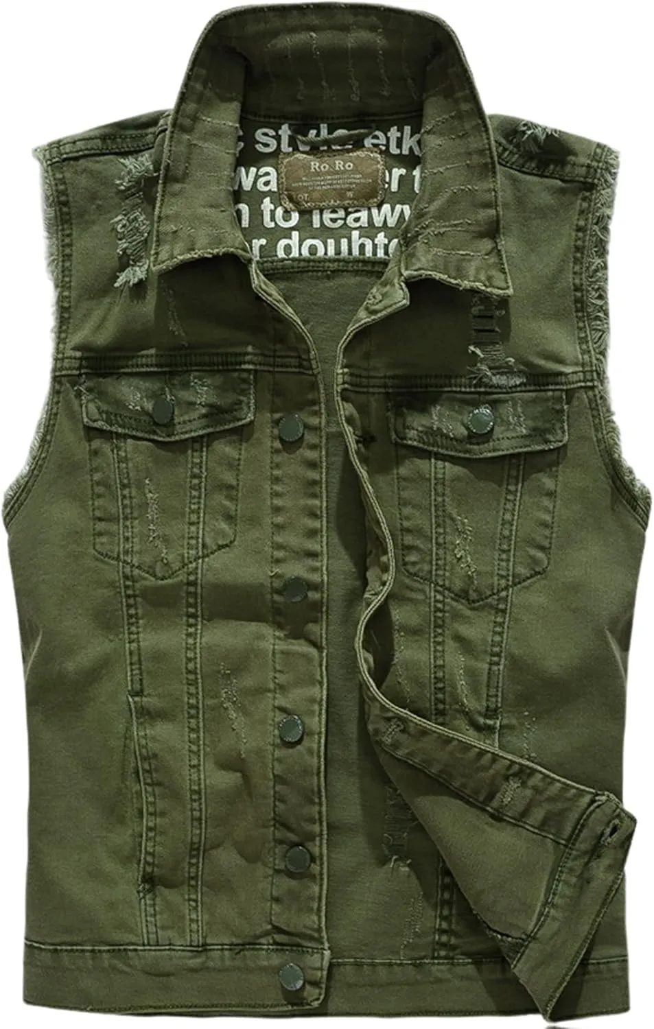 Men's Denim Vest Motorcycle Unlined Biker Plus Size Sleeveless Jean Vest Jacket