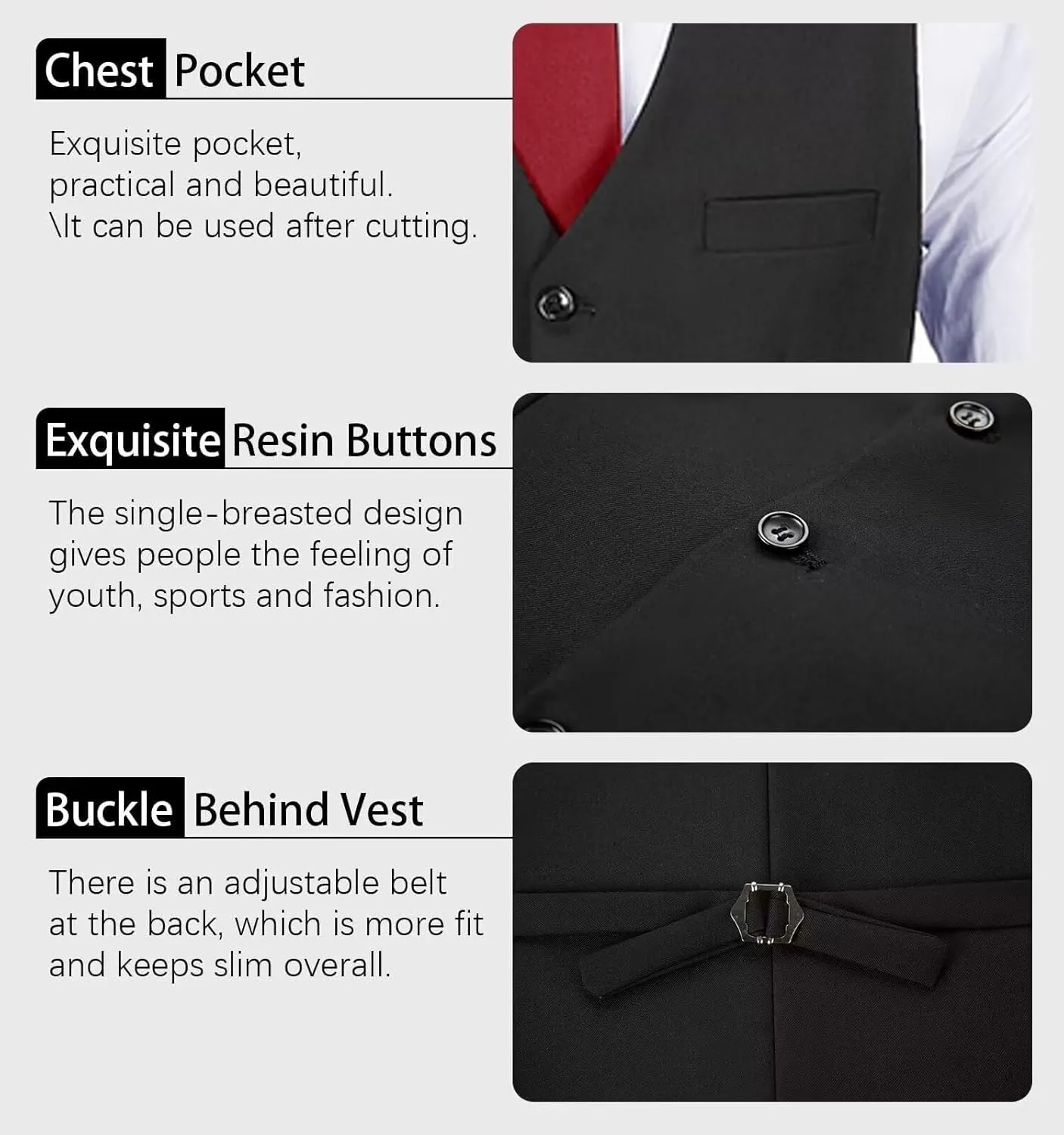 Mens Suits Vest Pant Set, Slim Fit 2 Pieces Casual Suit Waistcoat Wedding Groomsmen